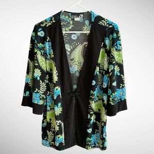 CSC Studio Floral Print Kimono 3/4-Sleeves Frog Closure